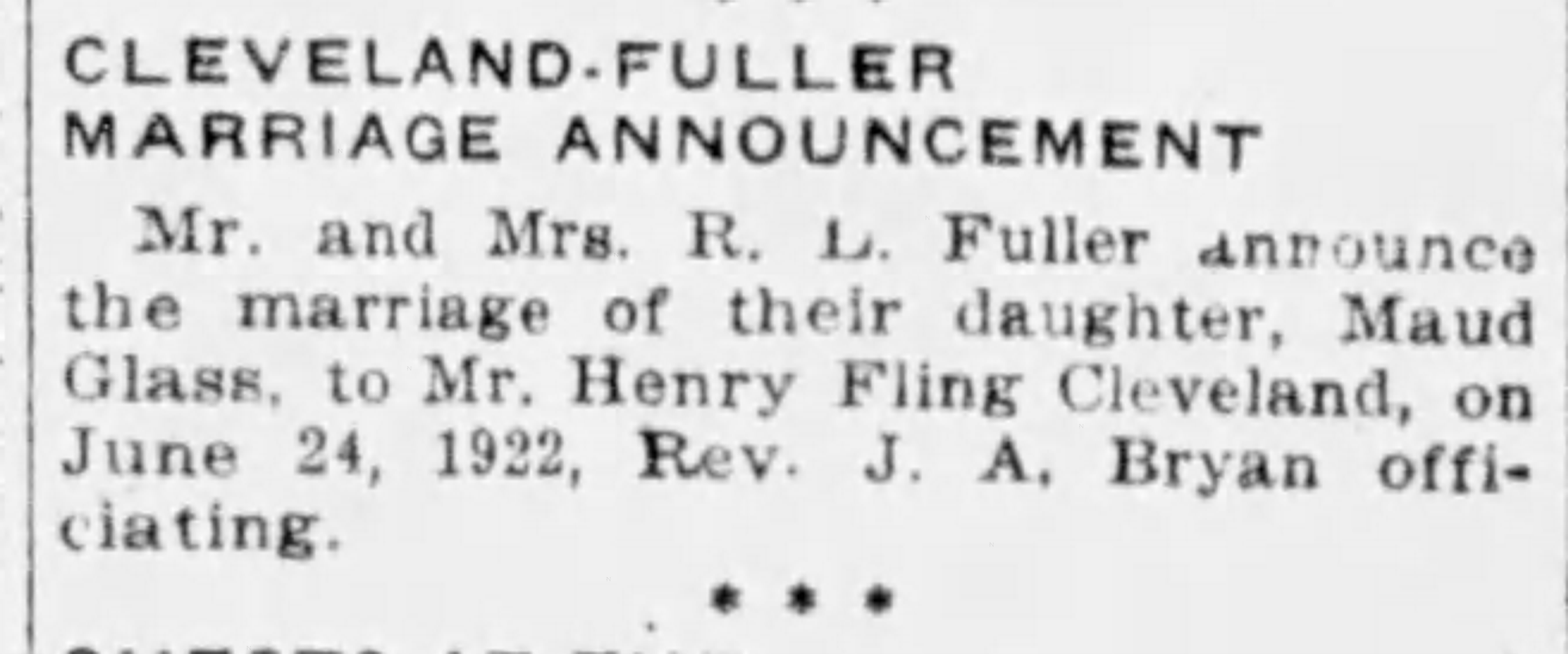 Henry Fling Cleveland-Maud Glass Fuller